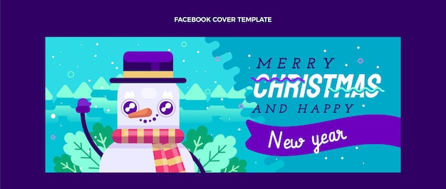 Vector gratuito plantilla de portada de redes sociales de navidad plana