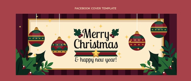 Plantilla de portada de redes sociales de navidad plana