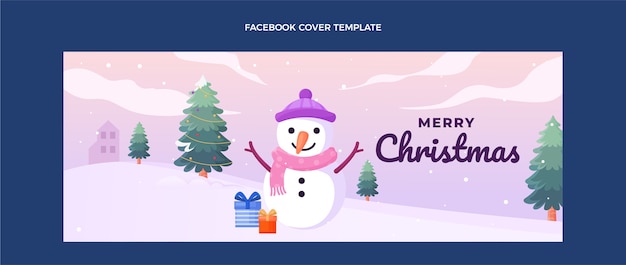 Vector gratuito plantilla de portada de redes sociales de navidad plana