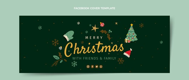 Plantilla de portada de redes sociales de navidad plana