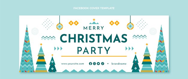 Plantilla de portada de redes sociales de navidad plana