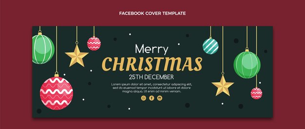 Plantilla de portada de redes sociales de navidad plana