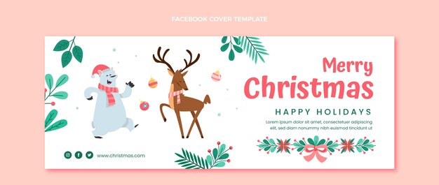 Plantilla de portada de redes sociales de navidad plana