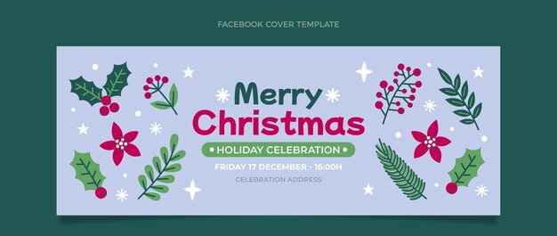 Plantilla de portada de redes sociales de navidad plana