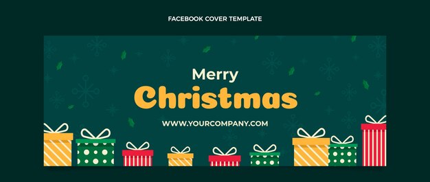 Plantilla de portada de redes sociales de navidad plana