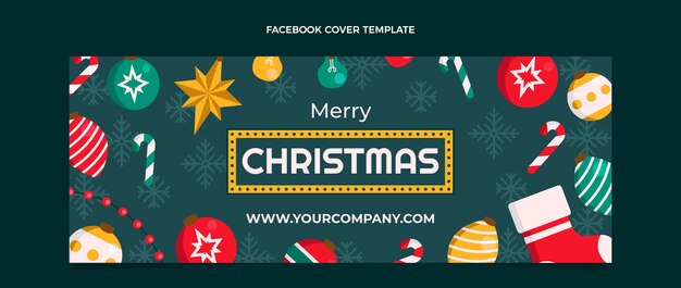 Plantilla de portada de redes sociales de navidad plana