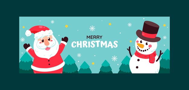 Plantilla de portada de redes sociales de navidad plana