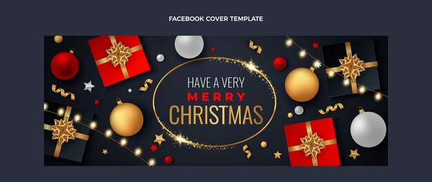 Plantilla de portada de redes sociales de navidad realista