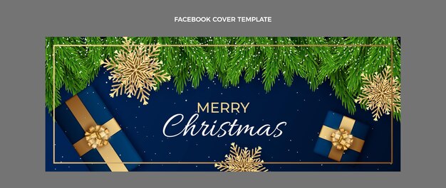 Plantilla de portada de redes sociales de navidad realista