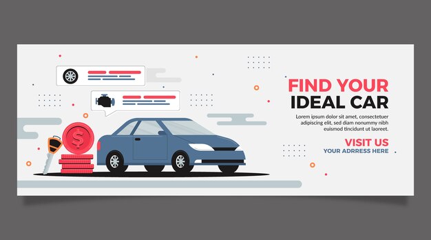 Plantilla de portada de redes sociales de negocios de concesionario de automóviles