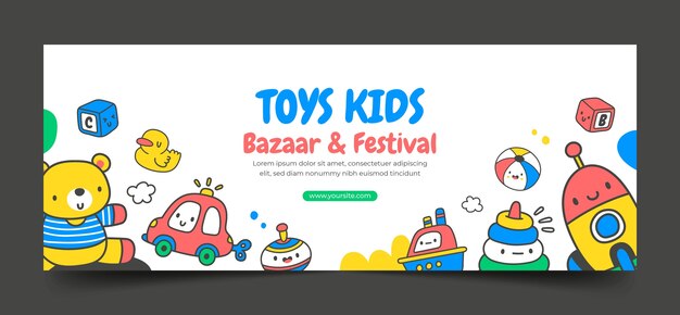 Plantilla de portada de redes sociales para niños dibujada a mano