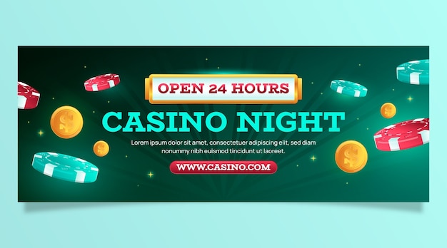 Vector gratuito plantilla de portada de redes sociales para noche de casino y juegos de azar