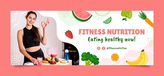Plantilla de portada de redes sociales de nutrición fitness