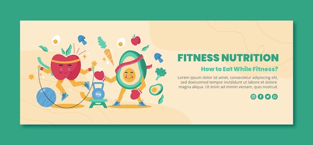 Vector gratuito plantilla de portada de redes sociales de nutrición fitness