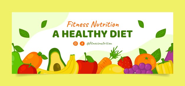 Plantilla de portada de redes sociales de nutrición de salud y fitness