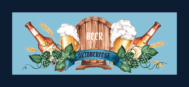 Vector gratuito plantilla de portada de redes sociales de oktoberfest en acuarela