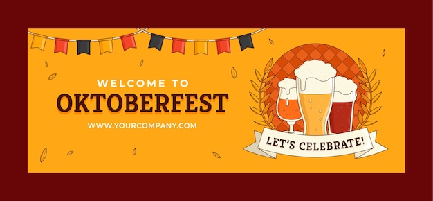 Vector gratuito plantilla de portada de redes sociales de oktoberfest dibujada a mano