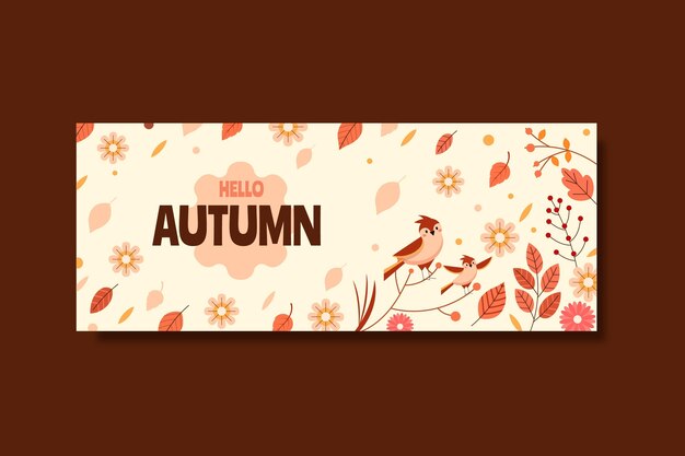 Plantilla de portada de redes sociales de otoño plana dibujada a mano