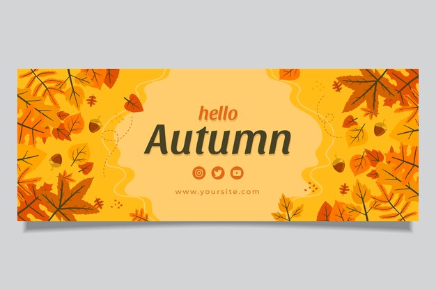 Plantilla de portada de redes sociales de otoño plana dibujada a mano