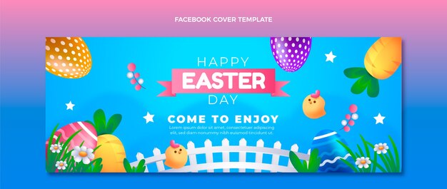 Plantilla de portada de redes sociales de pascua degradada
