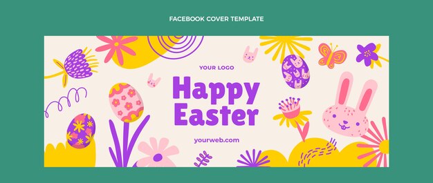 Plantilla de portada de redes sociales de pascua dibujada a mano