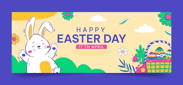 Vector gratuito plantilla de portada de redes sociales de pascua dibujada a mano