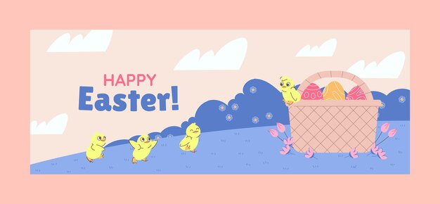 Plantilla de portada de redes sociales de pascua dibujada a mano