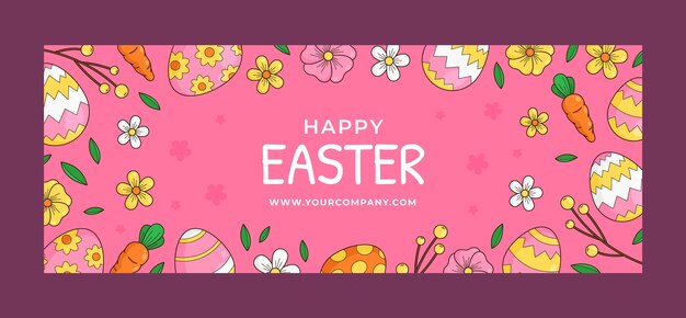 Plantilla de portada de redes sociales de pascua dibujada a mano