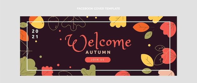 Vector gratuito plantilla de portada de redes sociales plana de otoño