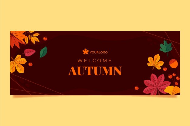 Plantilla de portada de redes sociales plana de otoño