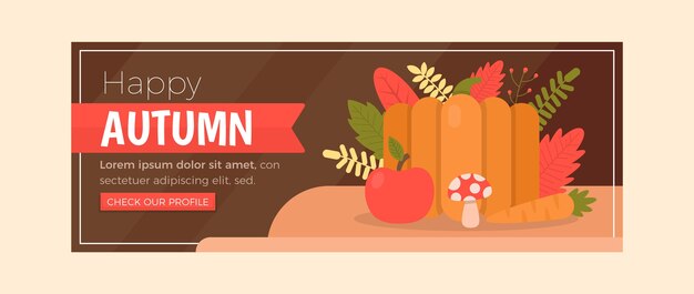 Plantilla de portada de redes sociales plana de otoño