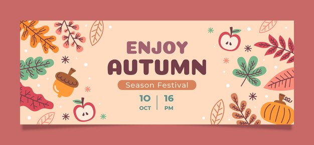 Plantilla de portada de redes sociales plana de otoño