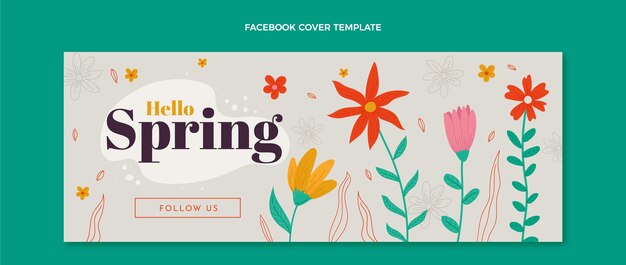 Plantilla de portada de redes sociales de primavera dibujada a mano