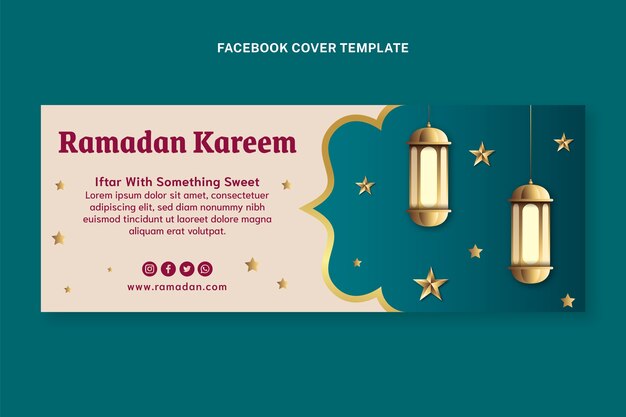 Plantilla de portada de redes sociales de ramadán degradado