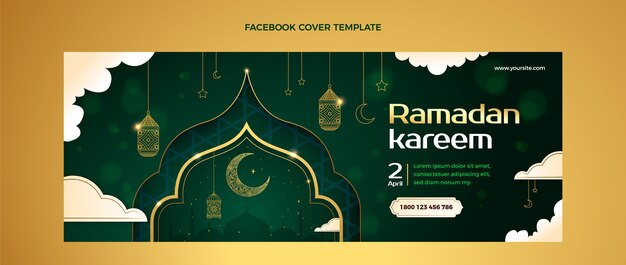 Plantilla de portada de redes sociales de ramadán degradado