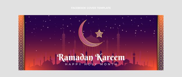 Plantilla de portada de redes sociales de ramadán degradado