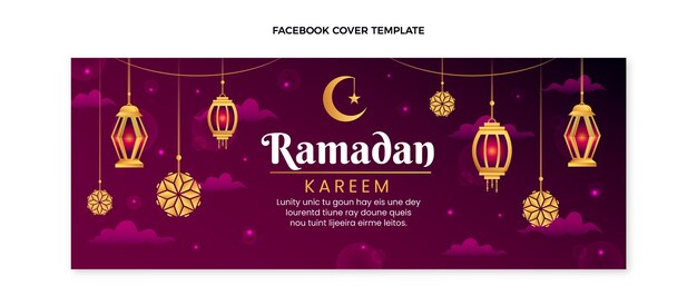 Plantilla de portada de redes sociales de ramadán degradado