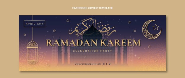 Plantilla de portada de redes sociales de ramadán degradado