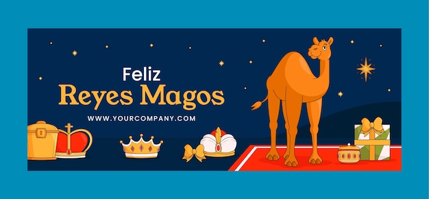 Vector gratuito plantilla de portada de redes sociales para reyes magos