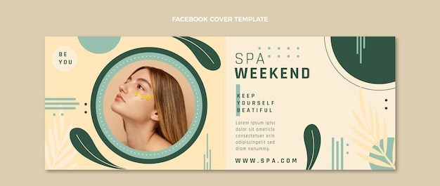 Vector gratuito plantilla de portada de redes sociales de spa plano