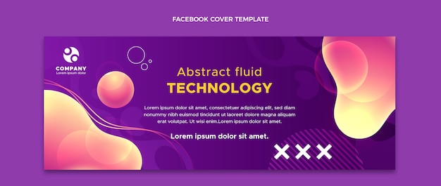 Plantilla de portada de redes sociales de tecnología fluida abstracta degradada