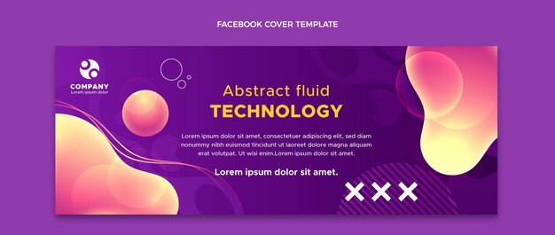 Plantilla de portada de redes sociales de tecnología fluida abstracta degradada