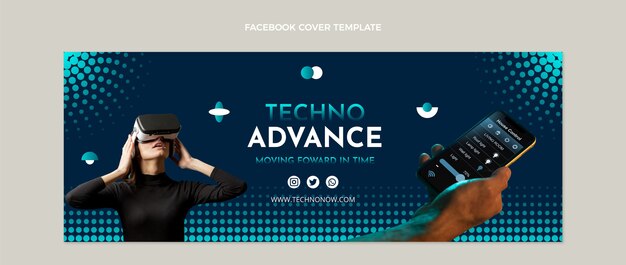 Plantilla de portada de redes sociales de tecnología de medios tonos degradados