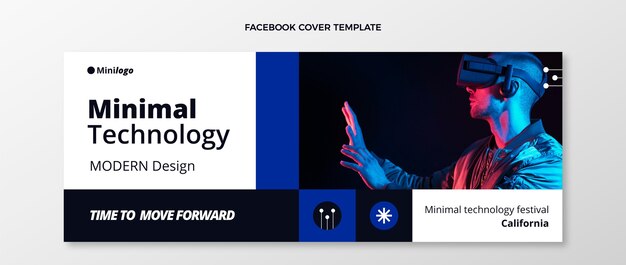Plantilla de portada de redes sociales de tecnología mínima plana