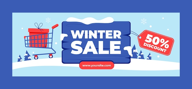 Plantilla de portada de redes sociales de venta de temporada de invierno