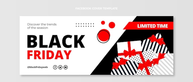 Plantilla de portada de redes sociales de viernes negro plano