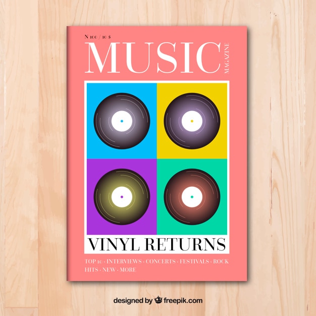 Plantilla de portada de revista de música