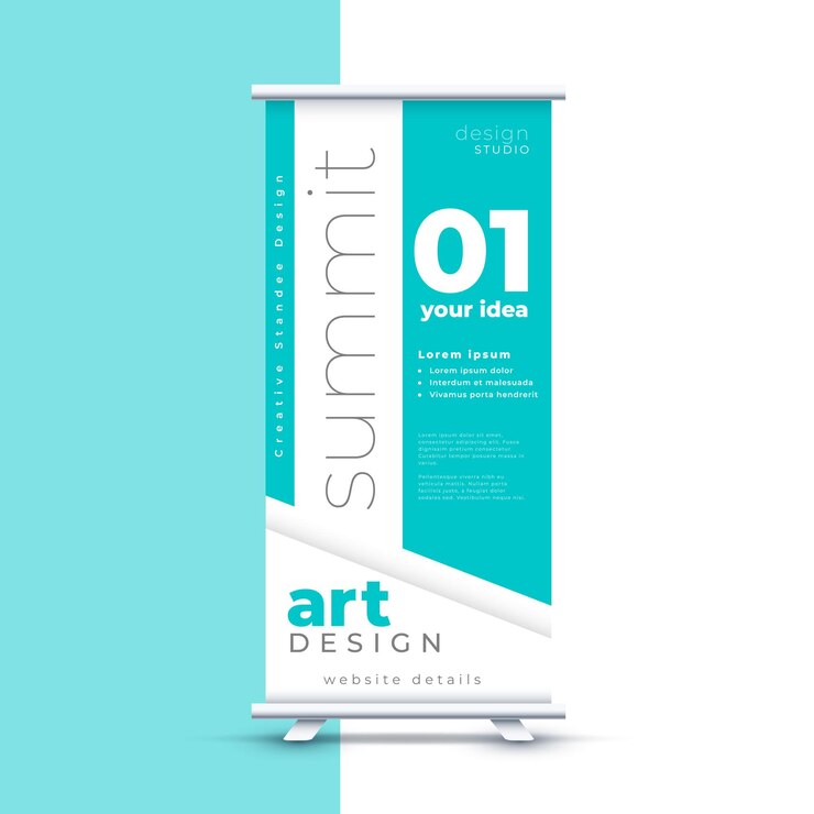 Vector gratuito plantilla de portada de soporte enrollable elegante para exposiciones corporativas