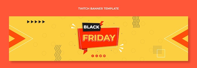 Plantilla de portada de twitch de viernes negro plano