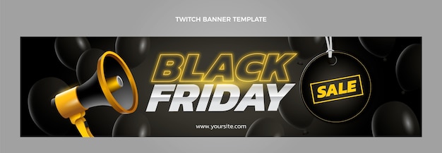 Vector gratuito plantilla de portada de twitch de viernes negro plano